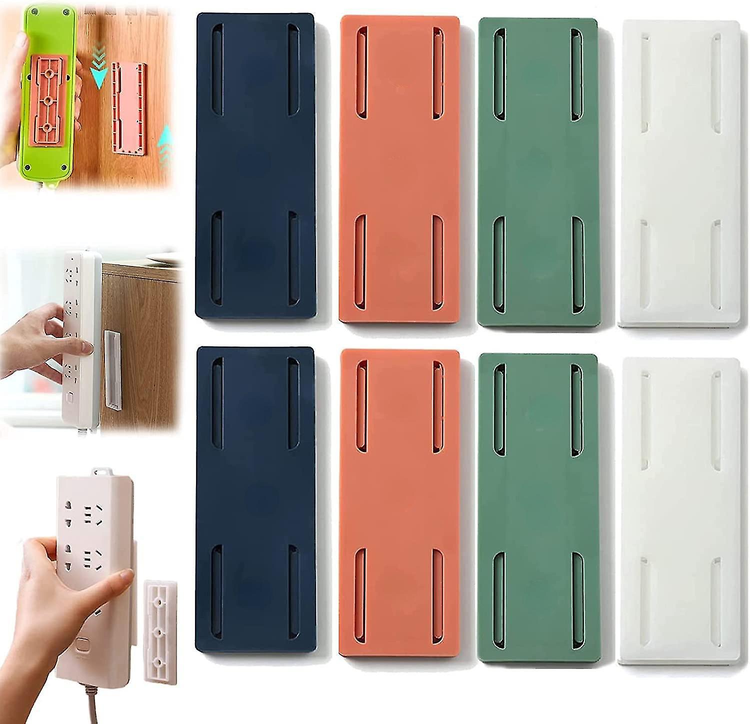 Packung Mit 8 Selbstklebenden Halterungen Für Steckdosenleisten, Befestigungen Und Überspannungsschutzgeräte.
