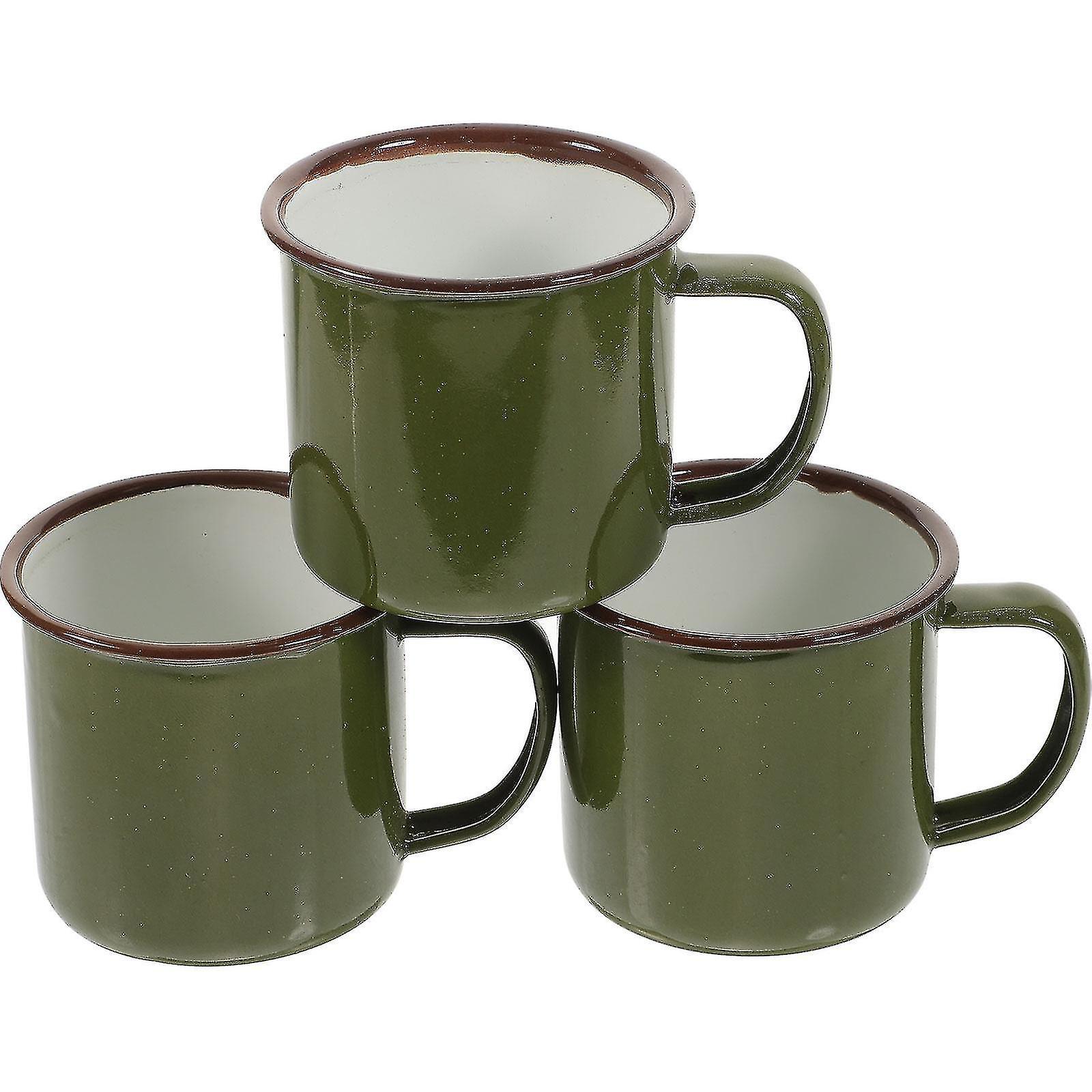 Set Mit 3 Wiederverwendbaren Emaillebechern Für Kaffee Und Tee.
