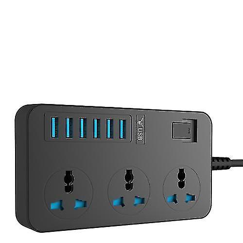 Intelligente Steckdosenleiste Mit Usb-adapter Und Überspannungsschutz, 3 Universalsteckdosen, Kompatibel Mit Eu/us/uk/au, 2 M Verlängerungskabel