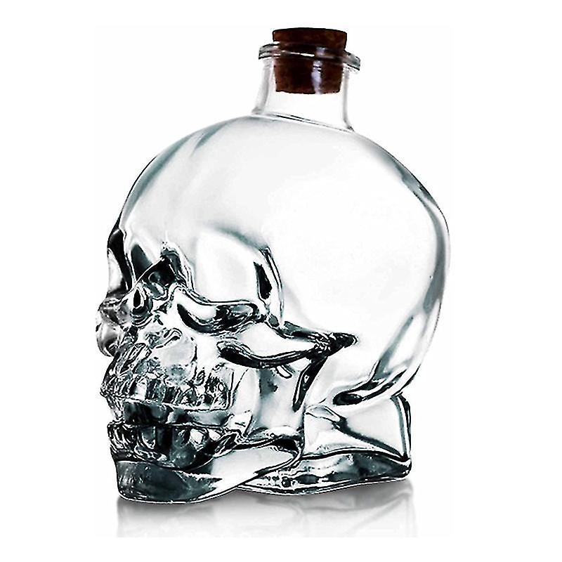 Totenkopfförmige Weinflasche, Schädelförmiger Whisky-dekanter, Schädelförmiger Kristall-dekanter, Dickes Bleifreies Mundgeblasenes Glas Mit Korken, Whisky-/wodka-/bier-dekanter, Wohnaccessoire, 120 Ml