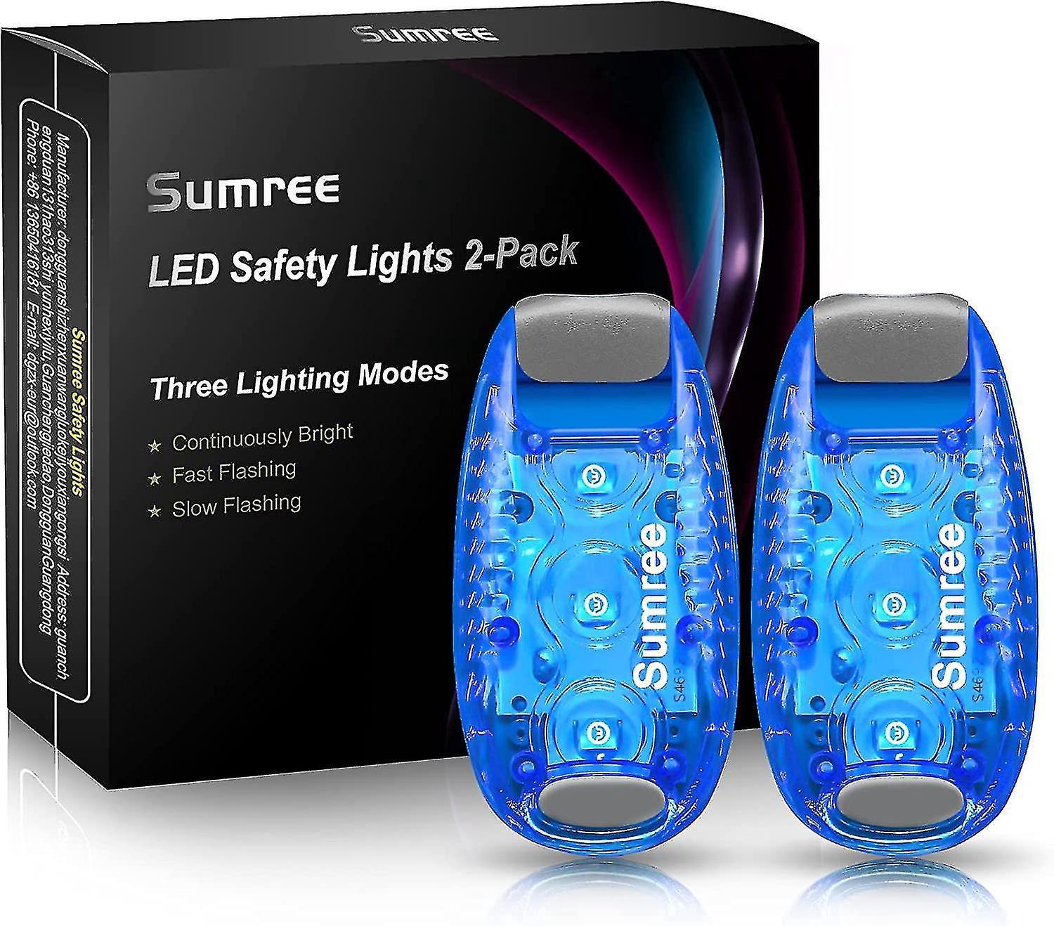 Set Mit 2 Blinkenden Led-leuchten, Sicherheitsbeleuchtung Für Schulranzen, Fahrräder, Joggen, Nachtarbeit (blau).