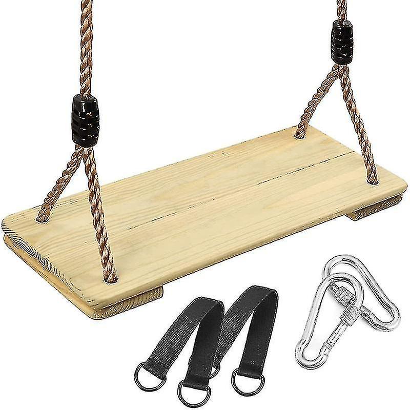 Holzschaukel Für Kinder Und Erwachsene, Verstellbarer Hängesitz Aus Hanfseil, Gartenschaukel Für