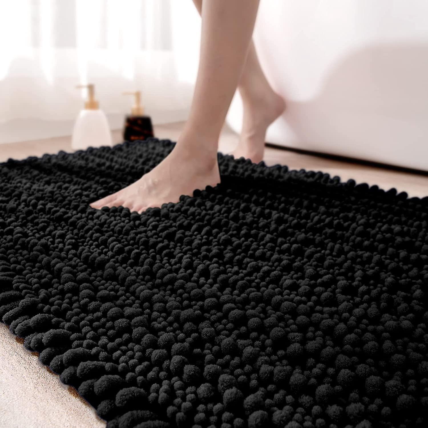 Badematte 50 X 80 Cm, Aus Ultra-saugfähigem Mikrofaser-plüsch, Rutschfest, Maschinenwaschbar, Geeignet Für Badewanne, Dusche Und Badezimmer, Schwarz.