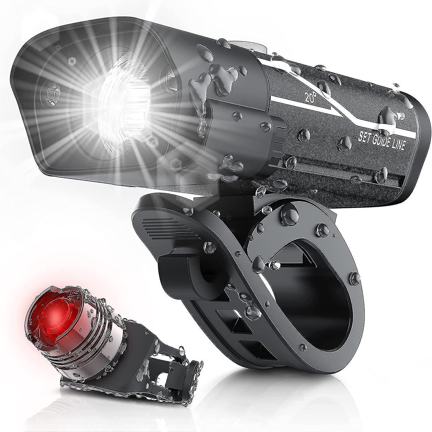 Wiederaufladbares Fahrradlicht-set Mit 1000 Lumen, Usb-anschluss, Ultraheller 3-led-scheinwerfer, Wasserdicht (ipx5), 360°-drehung, 3 Schalter
