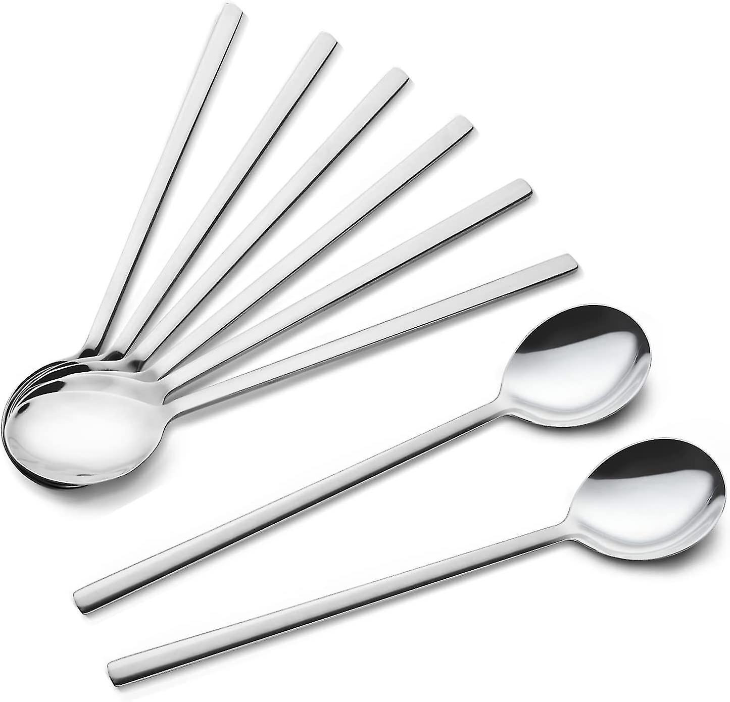 Set Mit 8 Koreanischen Edelstahllöffeln, 21,5 Cm, Langer Griff, Für Reis.