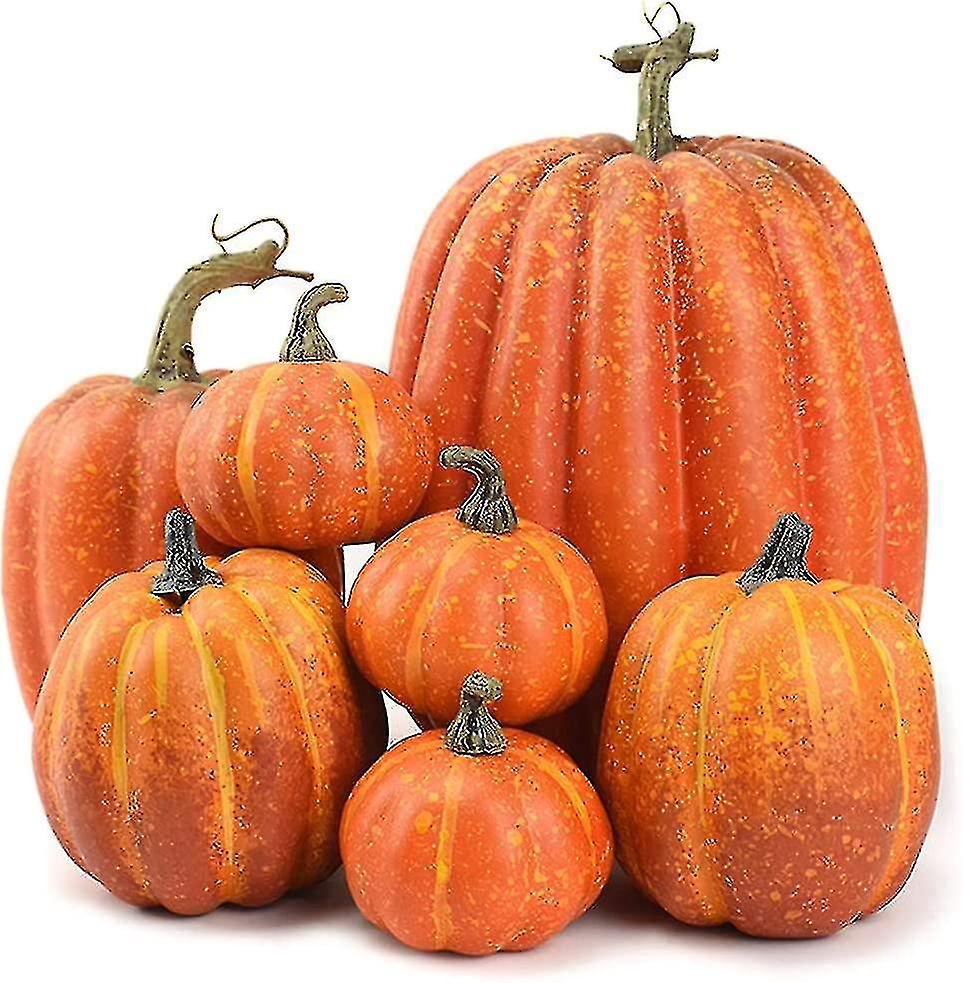Set Mit 7 Künstlichen Kürbissen, Deko-kürbissen, Herbstdekoration Für Thanksgiving, Halloween Und Weihnachteny1