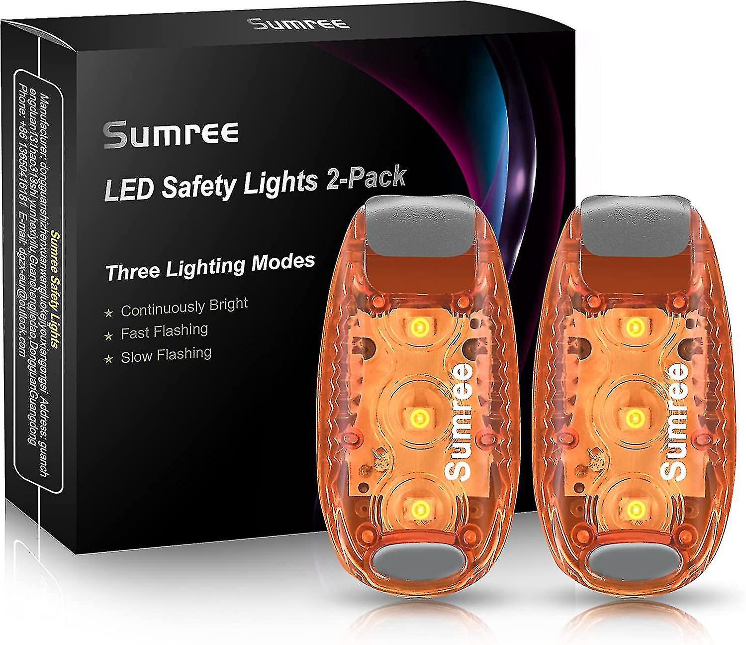 Set Mit 2 Blinkenden Led-leuchten, Sicherheitsleuchten Für Schulranzen, Fahrräder, Laufen, Joggen, Nachtarbeit, Orange
