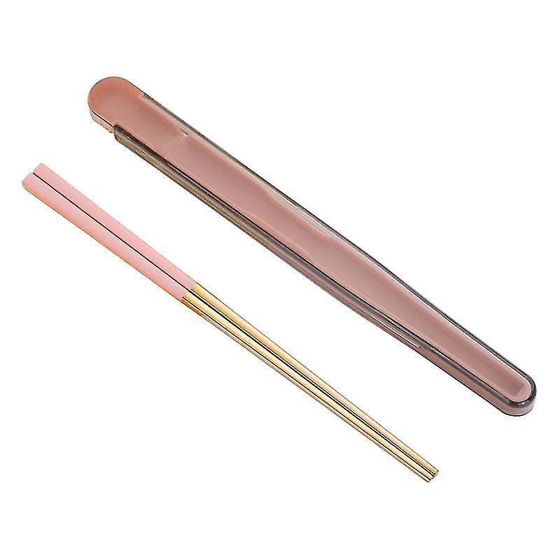 Tragbare Essstäbchen Aus Edelstahl 304 Mit Praktischer Aufbewahrungsbox, Ideal Für Studenten Und Büroangestellte (rosa).
