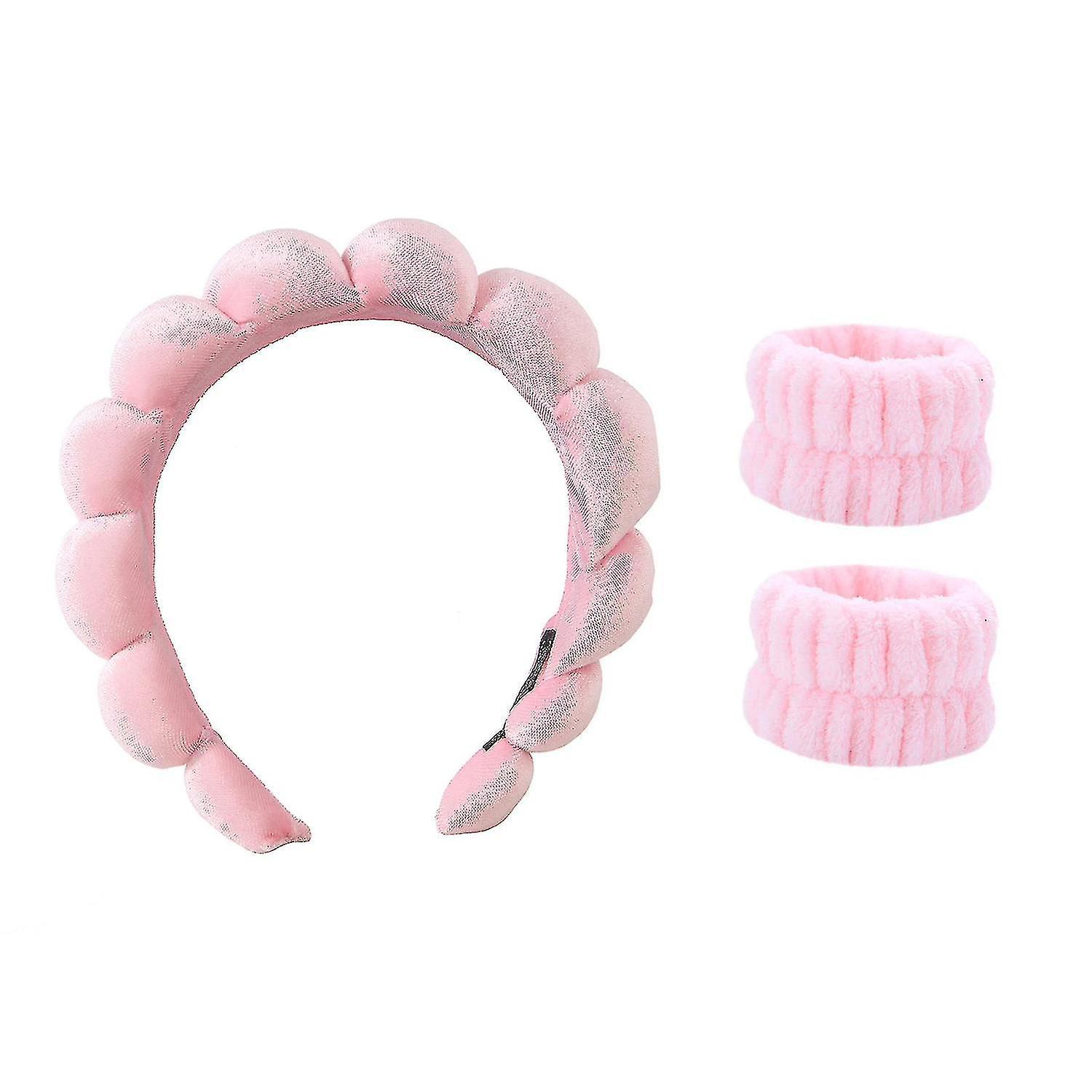 Set Mit 3 Spa-stirnbändern, Handgelenktüchern, Haargummis/gesichtsreinigungs-stirnbändern, W-rose Hautpflege-stirnbändern