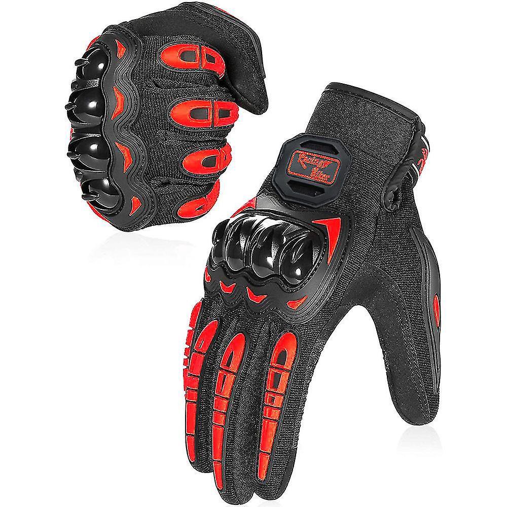 Atmungsaktive Motorradhandschuhe Für Touchscreens, Ideal Für Motorradrennen – Größe L – Rot