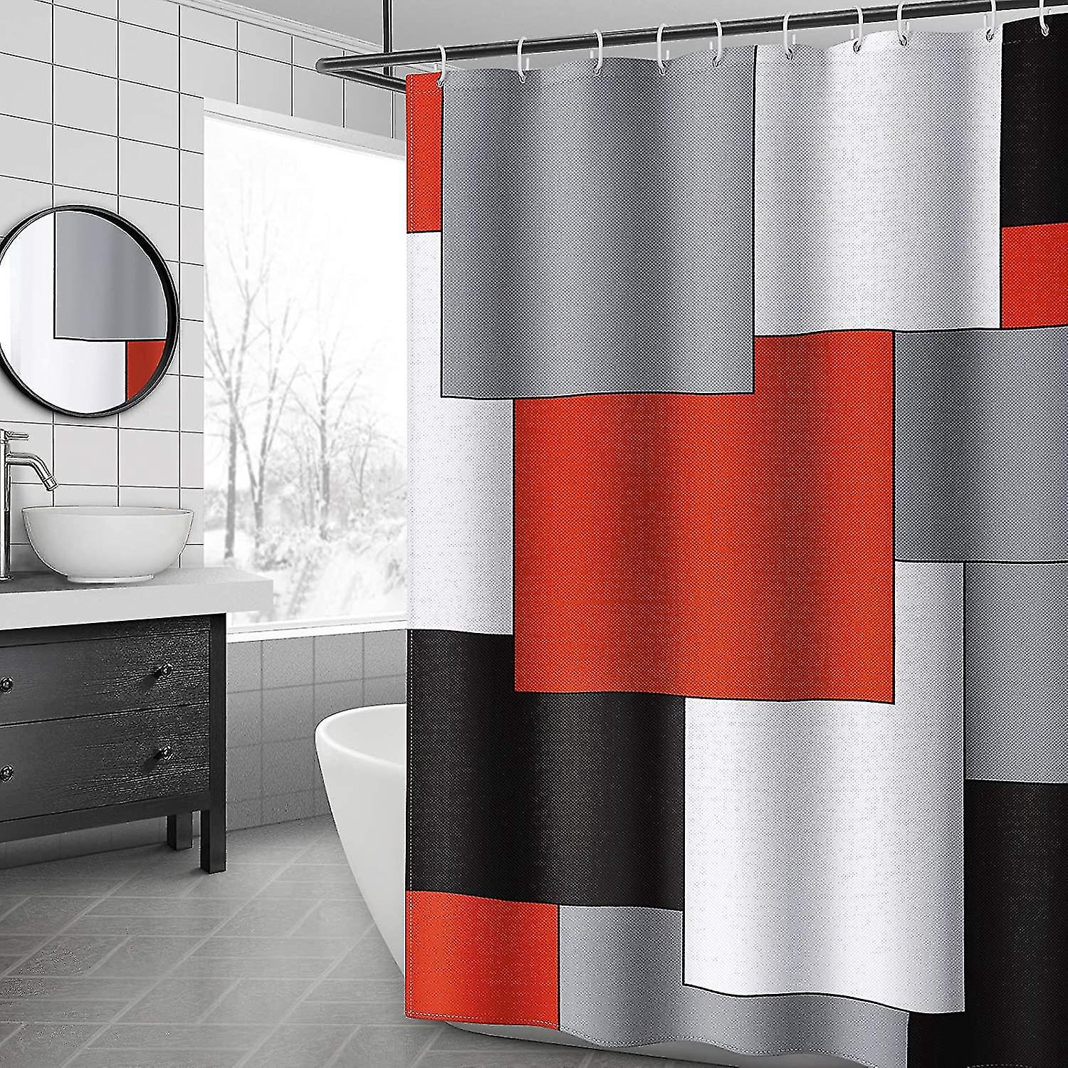 Moderner Roter Duschvorhang, Duschvorhang-set Mit 12 Haken, 183 X 183 Cm (72 X 72 Zoll).