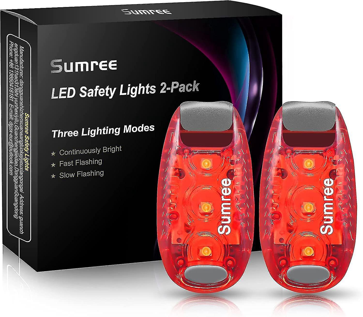 Set Mit 2 Blinkenden Led-leuchten, Sicherheitsleuchten Für Schulranzen, Radfahren, Laufen (joggen), Nachtarbeit (rot)