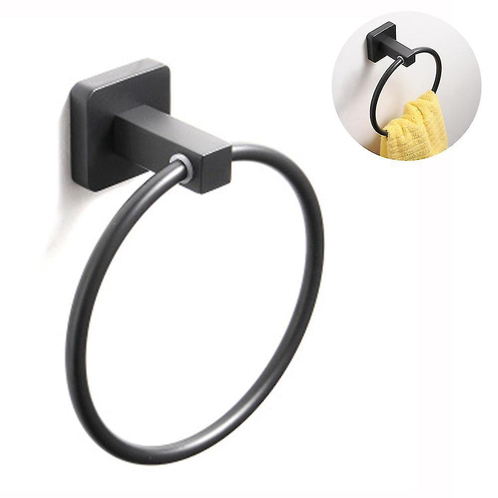 Handtuchring Fürs Badezimmer (1 Stück), Runder Handtuchhalter Für Küche Und Bad – Quadratischer Sockel – Schwarz