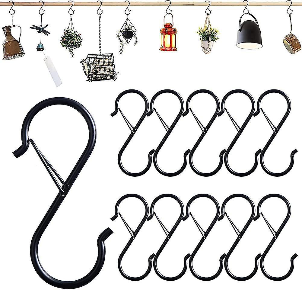 Set Mit 10 Robusten, Schwarzen S-haken Aus Metall Mit Sicherheitssystem