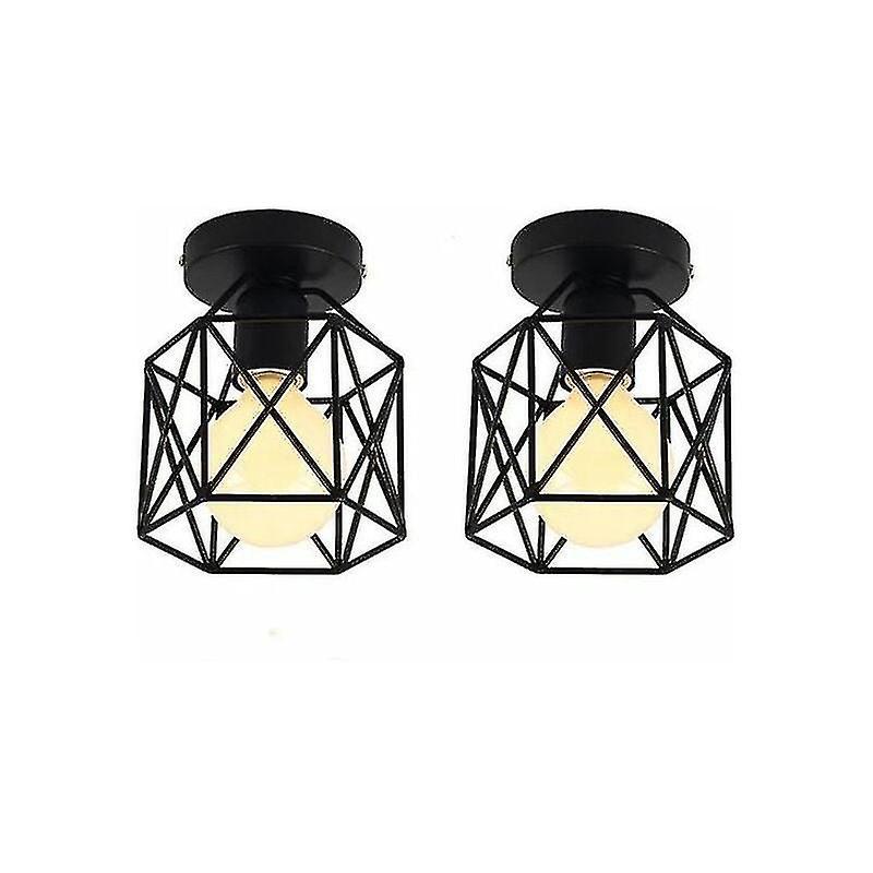 Set Aus 2 Quadratischen Industriellen Metall-wandpendelleuchten, Lampenschirm Aus Eisen, E27-fassung, 40 W, Schwarz, Für Wohnzimmer, Schlafzimmer Oder Bar.