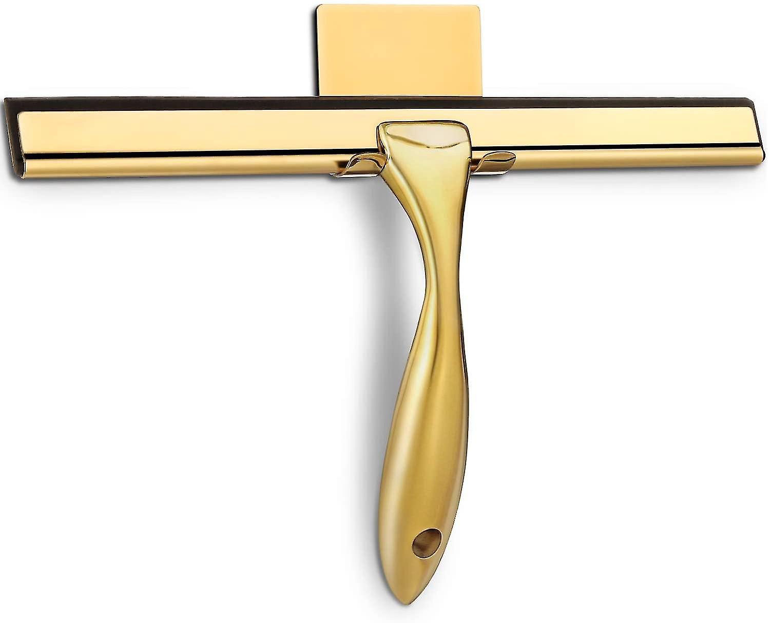 Universeller Duschabzieher Für Duschwände, Badezimmer, Fenster Und Autoscheiben – Schwarz, Edelstahl – 25 Cm – Messing