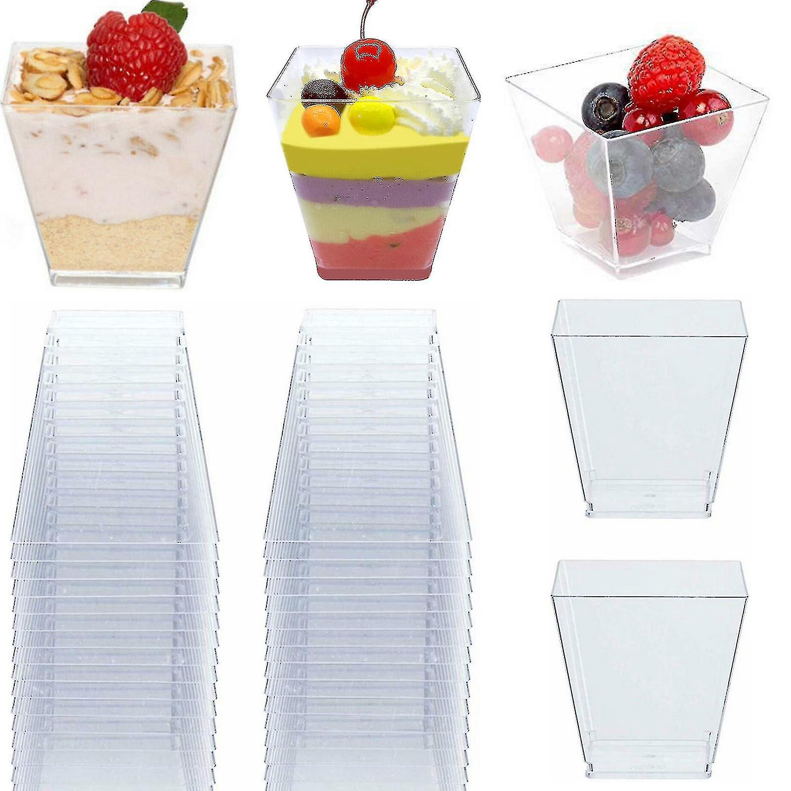 50 Durchsichtige Einweg-schnapsgläser Aus Kunststoff Für Partys Und Desserts