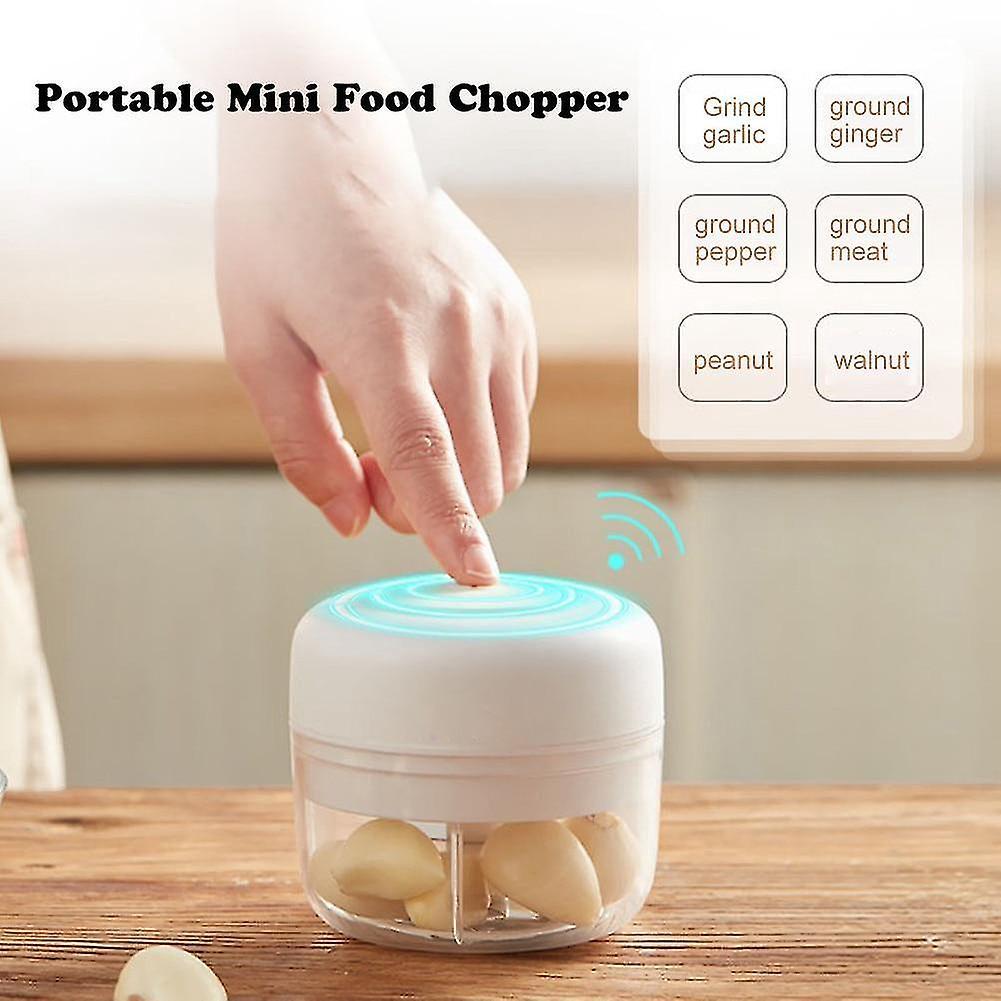Mini-usb-wiederaufladbarer Küchen-gemüseschneider, Knoblauchschneider, Zerkleinerer, Küchenhelfer (weiß, 100 Ml)