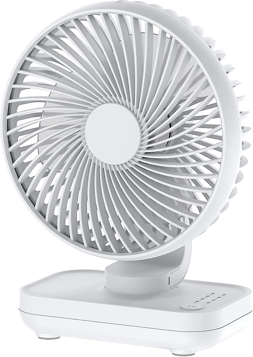 Leiser Tischventilator, 4000 Mah Usb-akku, 4 Geschwindigkeitsstufen, Tragbarer Tischventilator (weiß)