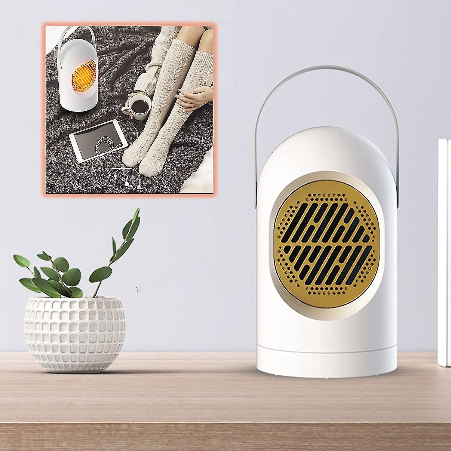 Tragbarer 350-w-heizlüfter Für Den Innenbereich, Mit Thermostat Und Heizmodi, Weiß.