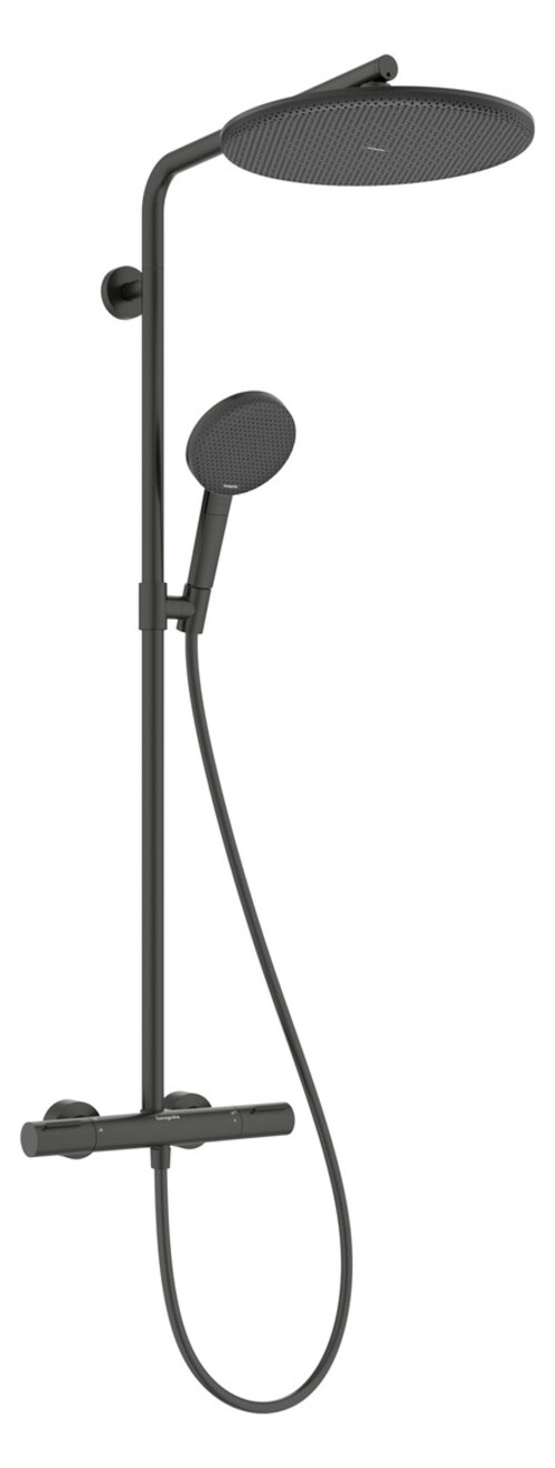 Hansgrohe Raindance Alive S Puro - Brauseset Mit Thermostat, Durchmesser 30 Cm, 3 Strahlarten, Ecosmart+, Chrom Schwarz Gebürstet 24594340