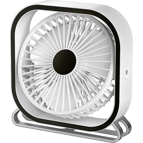 Honornic – Usb-tischventilator, Mini-tischventilator, 180°-drehung, Tragbar, Leise, 3 Geschwindigkeitsstufen, Verstellbar, Weiß