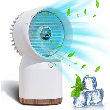 Honornic - Kleiner Ventilator Mit 3 Timern Und 4 Geschwindigkeitsstufen, Luftkühler Und Nachtlicht Für Zuhause Und Büro.