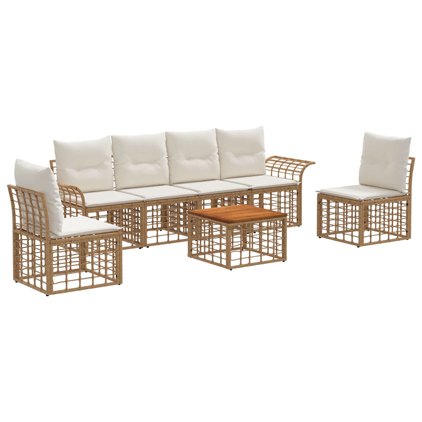 Vidaxl Outdoor Sofa Set 7 Pcs 6-seaters Natural And Cream White