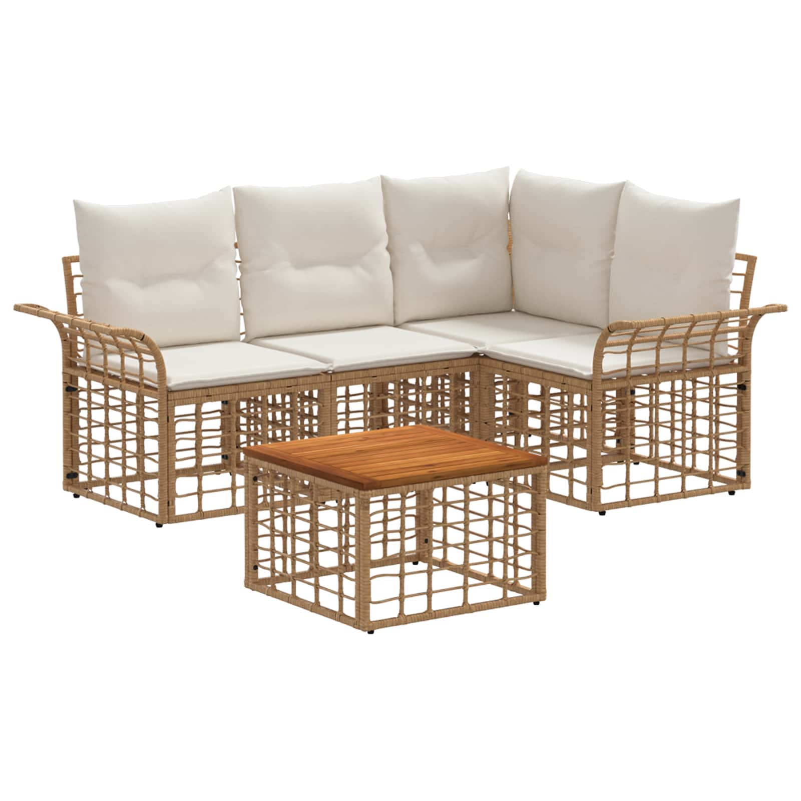 Vidaxl Outdoor Sofa Set 5 Pcs 4-seaters Natural And Cream White