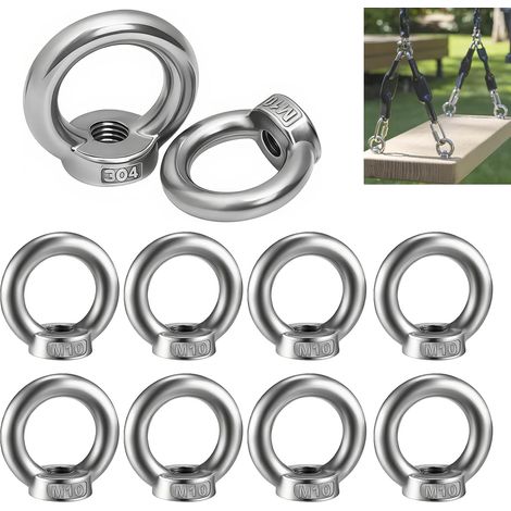 10 Stück M10 Ringmuttern Aus Edelstahl 304, M10 Hebering, Ringmutter Aus Edelstahl 304, Hebering, Ösenmuttern, Für Hebezeuge Und Seilbeschläge