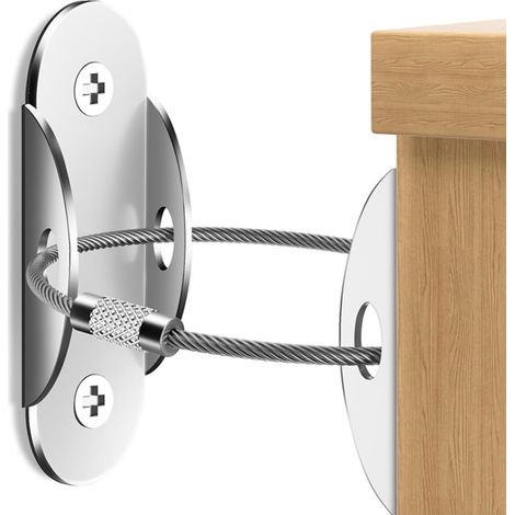 2-teilige Kippsicherung Aus Edelstahl Für Möbel, Sichere Wandbefestigungen, Robuste Absturzsicherungsgurte, Möbelanker