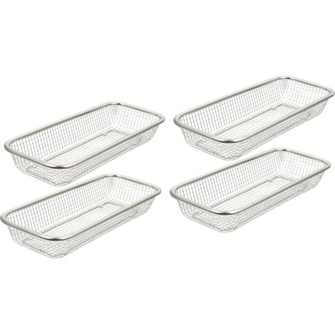 4-teiliges Geschirrspüler-korbset, Geschirrspüler-aufbewahrungskorb, Geschirrspüler-produktschale, Geschirrspüler-aufbewahrungssets, Geschirrspülerzubehör, Edelstahl Silber