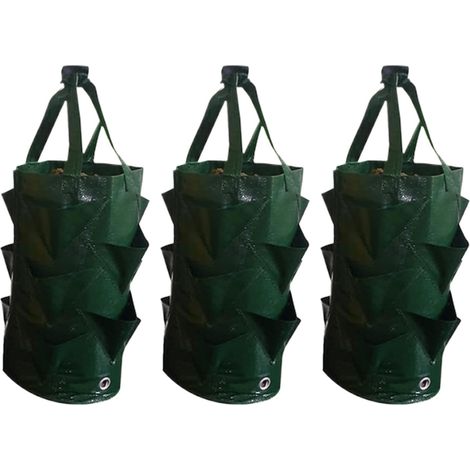 Erdbeer-pflanzsäcke (3er-pack), 11,5 Liter, Für Blumen- Und Gemüsegärten, Ideal Für Hobbygärtner, Balkon, Terrasse Und Zimmergärten