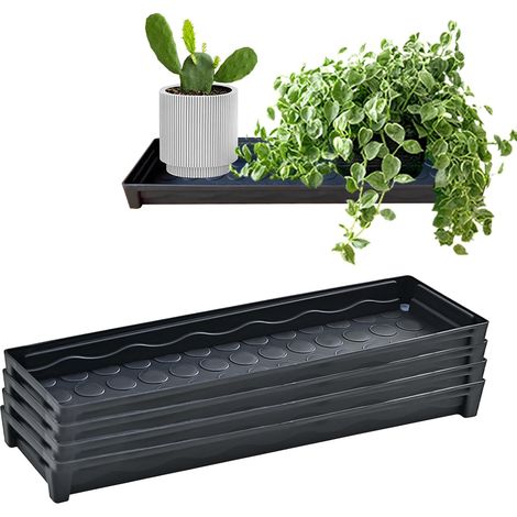 5-teiliges Blumentopf-untersetzer-set, Rechteckige Pflanzgefäße Mit Abtropfschale Für Fensterbänke, Kunststoff Für Drinnen Und Draußen, Garten Und Terrasse, 41 X 11,5 X 4 Cm