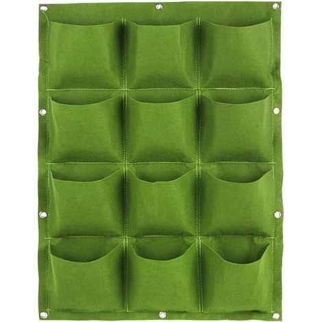 Pflanzbeutel Mit 12 Taschen, Horizontal Hängend, Wandpflanzgefäß, Ideal Für Terrasse, Garten, Zaun Und Wohnung
