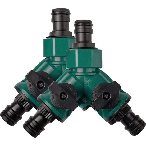 2-wege-schlauchverbinder Mit Absperrventil, Schnellkupplung, Gartenschlauchverbinder Für 3/4"-wasserhahn