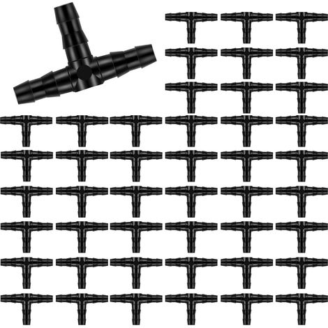 Kalolary 100 Stück Tropfbewässerungs-schlauchverbinder, 1/4" Universal-t-stück Mit Schlauchverbinder, Geeignet Für Gartenschläuche Mit 1/4"-anschluss