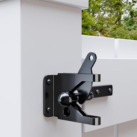 Automatisches Gartentorschloss Für Holztüren, Schwarz Pulverbeschichteter Stahl, Selbstverriegelnder Verschluss Für Zaun Und Schuppen