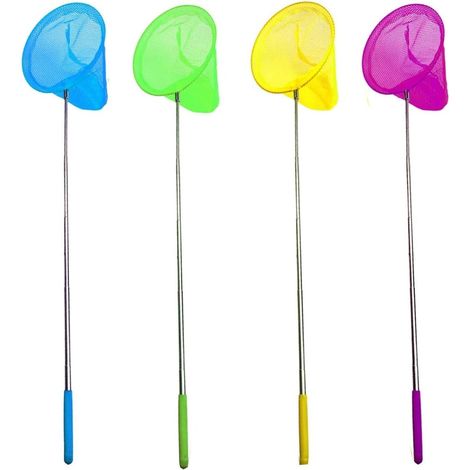 Set Mit 4 Ausziehbaren Fischernetzen Für Kinder Mit Langen Griffen Und Teleskopgriffen Für Teiche Und Felsen, Insektennetze Für Kinder