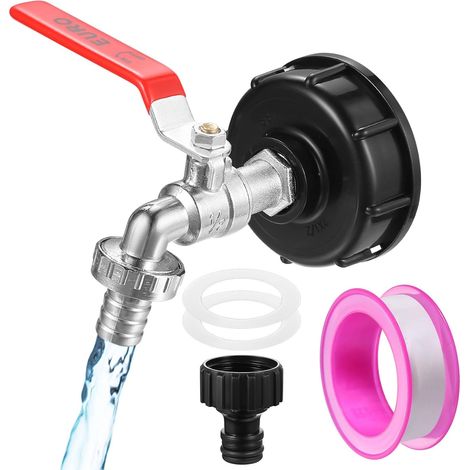 Ablasshahn Für Ibc-container 1000 L, Zubehör Für Ibc-container Mit Adapter S60x6 1/2 Zoll, Regenwasserrückgewinnungshahn 1000 Liter, Rutschfester Und Wasserdichter Hahn