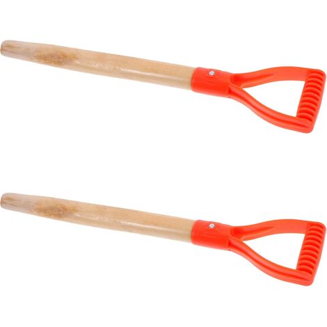 Set Mit 2 Holzschaufelstielen (50 Cm) Mit Ergonomischem Griff, Wetterfester Gabelstiel-ersatz, Gartenwerkzeugzubehör Für Gartenarbeiten