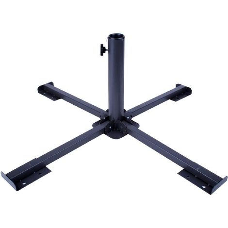 Faltbarer Sonnenschirmständer Für Terrasse Und Garten, Stahl Für Stangen Mit 38-50 Mm Durchmesser, Sonnenschirmhalterung, Sonnenschirmfuß, Robust, Leicht, Kompakt Und Einfach Aufzustellen (schwarz)