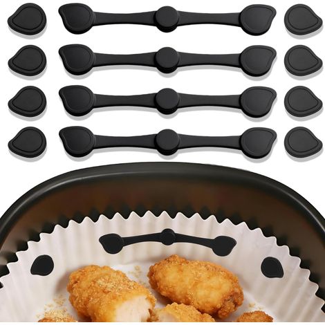 12 Silikon-heißluftfritteusenmagnete, Magnetisches Silikon-heißluftfritteusenzubehör Für Backpapier-einlagen Und Verhindert Anbrennen (schwarzes Wasser)