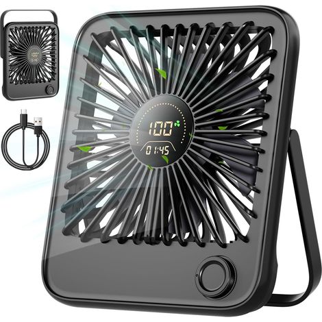 Mini-tischventilator Mit Leisem Usb-anschluss, Kleiner Tischventilator Mit 100 Geschwindigkeitsstufen Und 3600 Mah Akku, Faltbarer Tragbarer Ventilator Für Schlafen, Büro, Zuhause (schwarz)