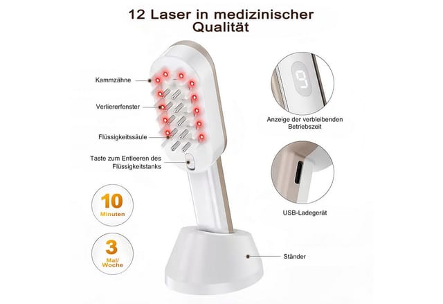COOL-i ® Elektrohaarbürste Elektrische Haarpflegebürste,3-in-1 mit Lichtanwendung, Massage & Öl-Applikator