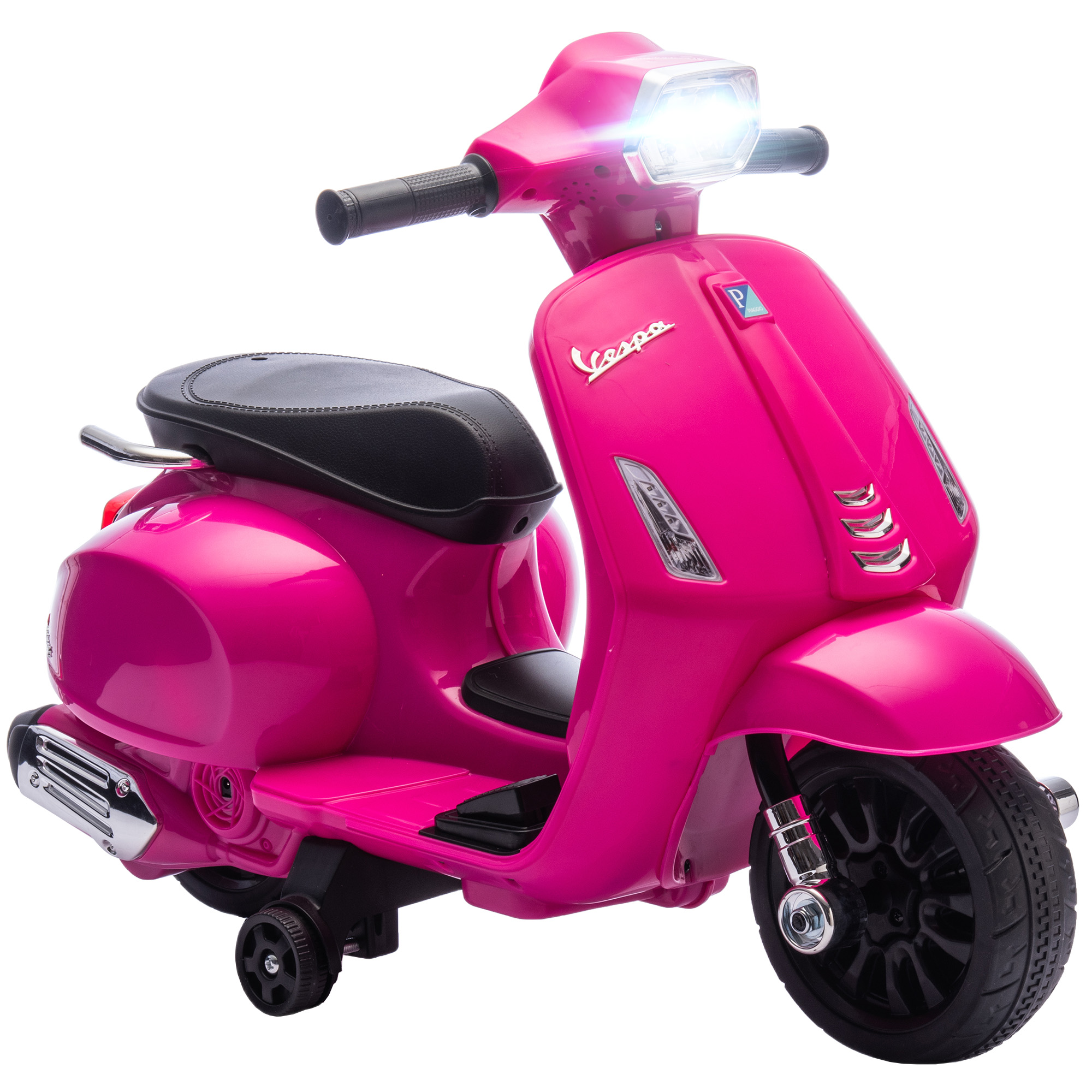 Elektro Motorrad Kinder Vespa 6v Elektromotorrad Mit Stützrädern, Scheinwerfer, Hupe Für 2-6 Jahre 71 X 37 X 52 Cm Rosa