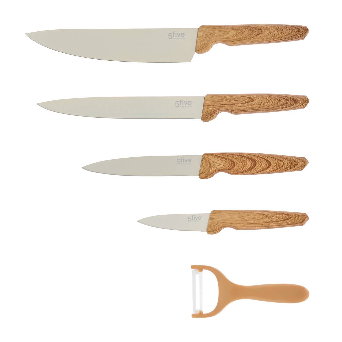 Harmony-schneideset Mit 4 Messern Und 1 Schäler, Beige - 5five
