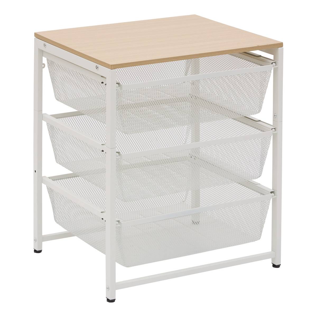 Rechteckige Aufbewahrungssäule „meshy“, H 72,5 Cm, 3 Schubladen, Weiß - 5five