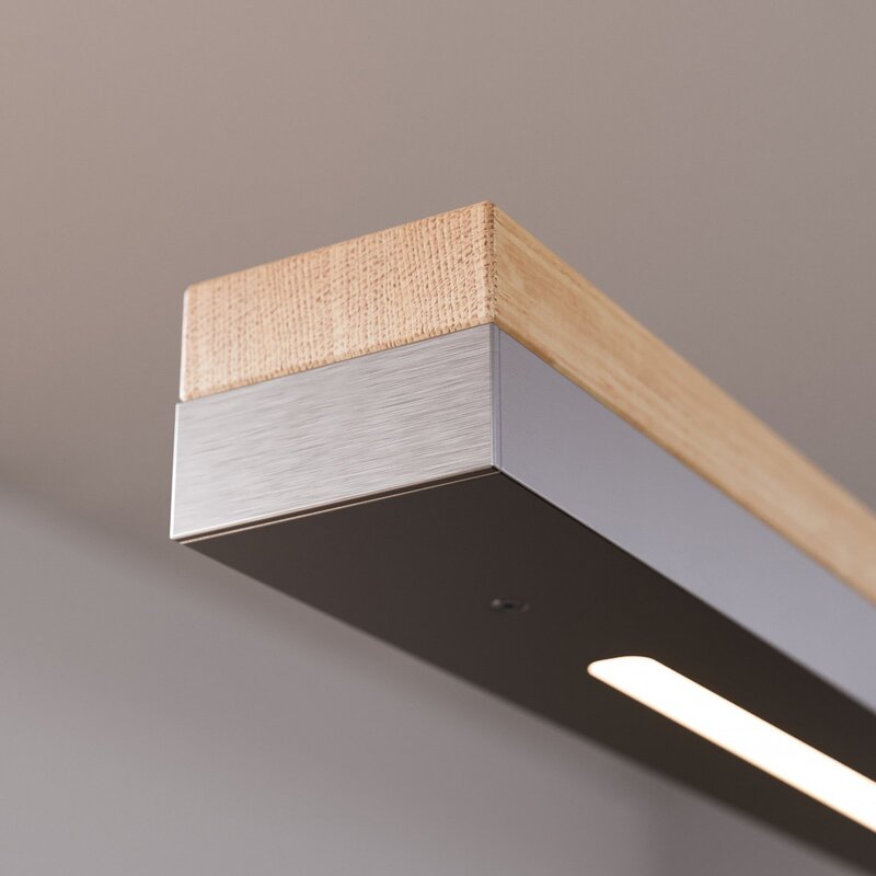 [gebraucht] B-ware Quitani Pendelleuchte Hängelampe Led Lampe Elna Eiche Nickel 118 Cm