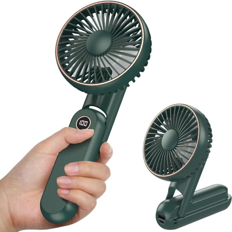 Tragbarer Mini-ventilator Mit 2500 Mah Usb-akku – 5 Einstellbare Geschwindigkeiten – Faltbares Design – Anzeige Der Batteriekapazität